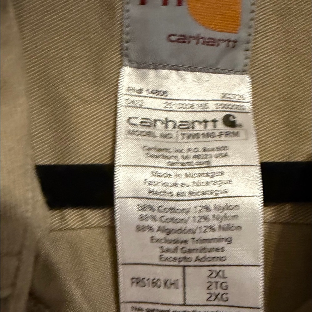 Carhartt  Fire Retardant Men's Casual Button Down in Tan 2XL work shirt. - Picture 7 of 7